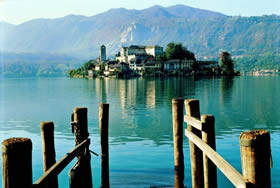 Piedmont, Orta San Giulio - in the middle of Lake Orta lies a small island with a convent - Credit - De Agostini Picture Library